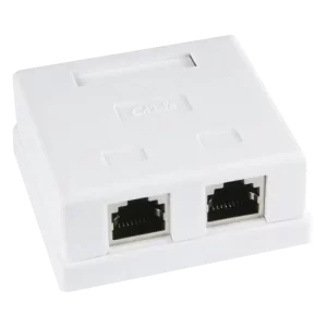 Розетка 2 порта екранована RJ45 STP біла 5E