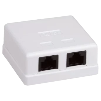 Розетка 2-портова RJ45 UTP, біла, 6 категорія